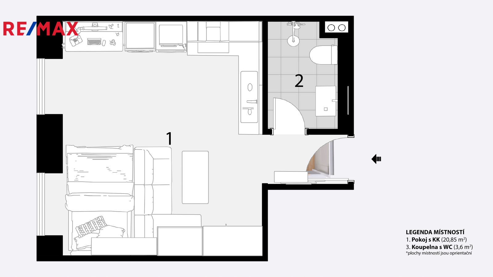 Prodej bytu 1+kk, 24 m2, Brno