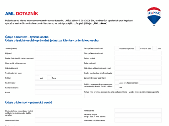 AML dotazník