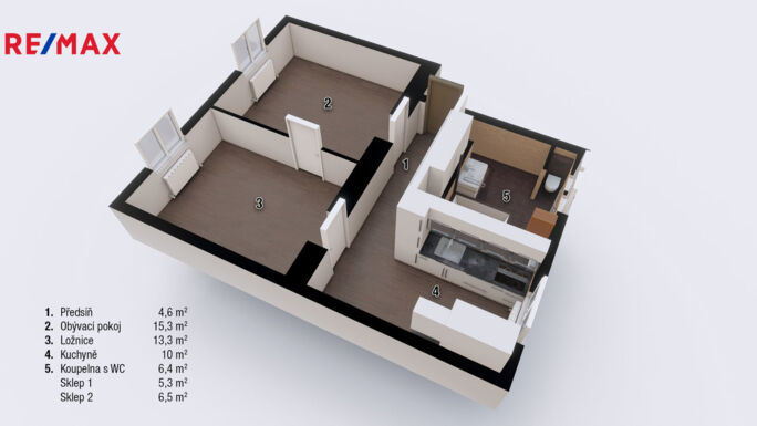 Prodej bytu 2+1, 62 m2, Zbýšov - obrázek 3