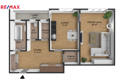 Prodej bytu 1+1, 65 m2, Vranovice