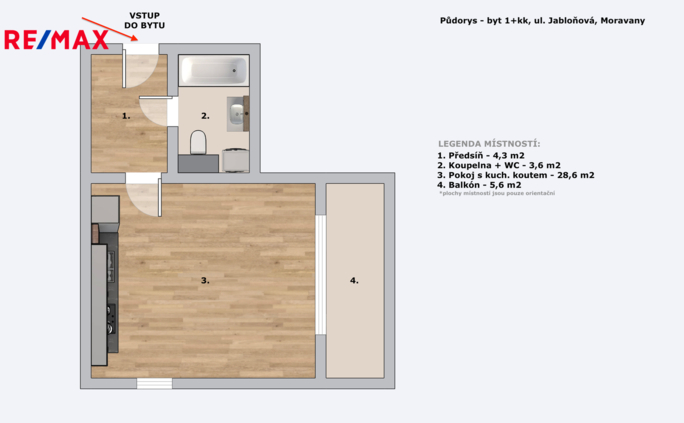 Pronájem bytu 1+kk, 39 m2, Moravany - obrázek 19