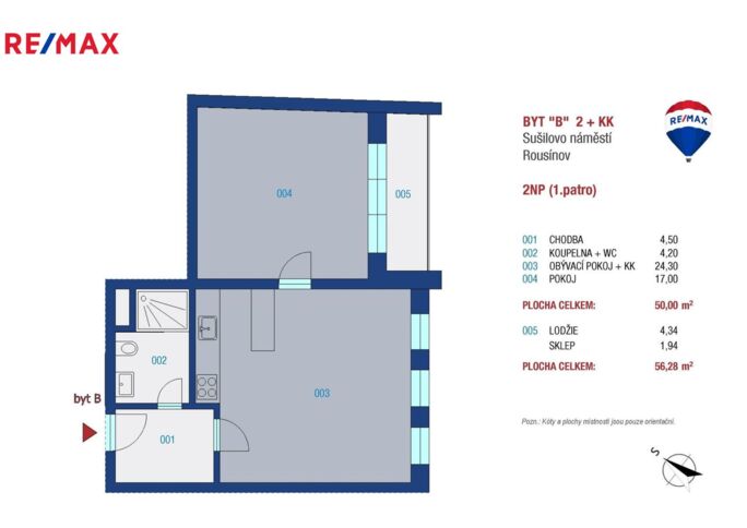 Pronájem bytu 2+kk, 56,28 m2, Rousínov - obrázek 4