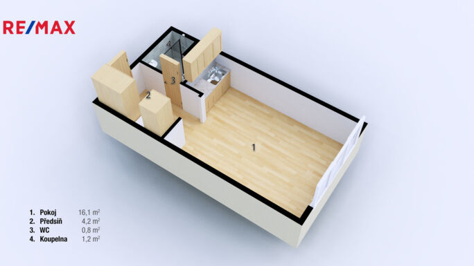 Pronájem bytu 1+kk, 23.4 m2, Brno - obrázek 24