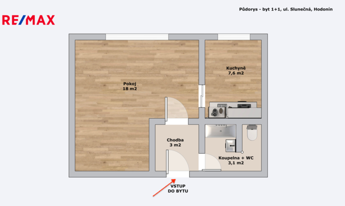 Pronájem bytu 1+1, 31,7 m2, Hodonín - obrázek 14