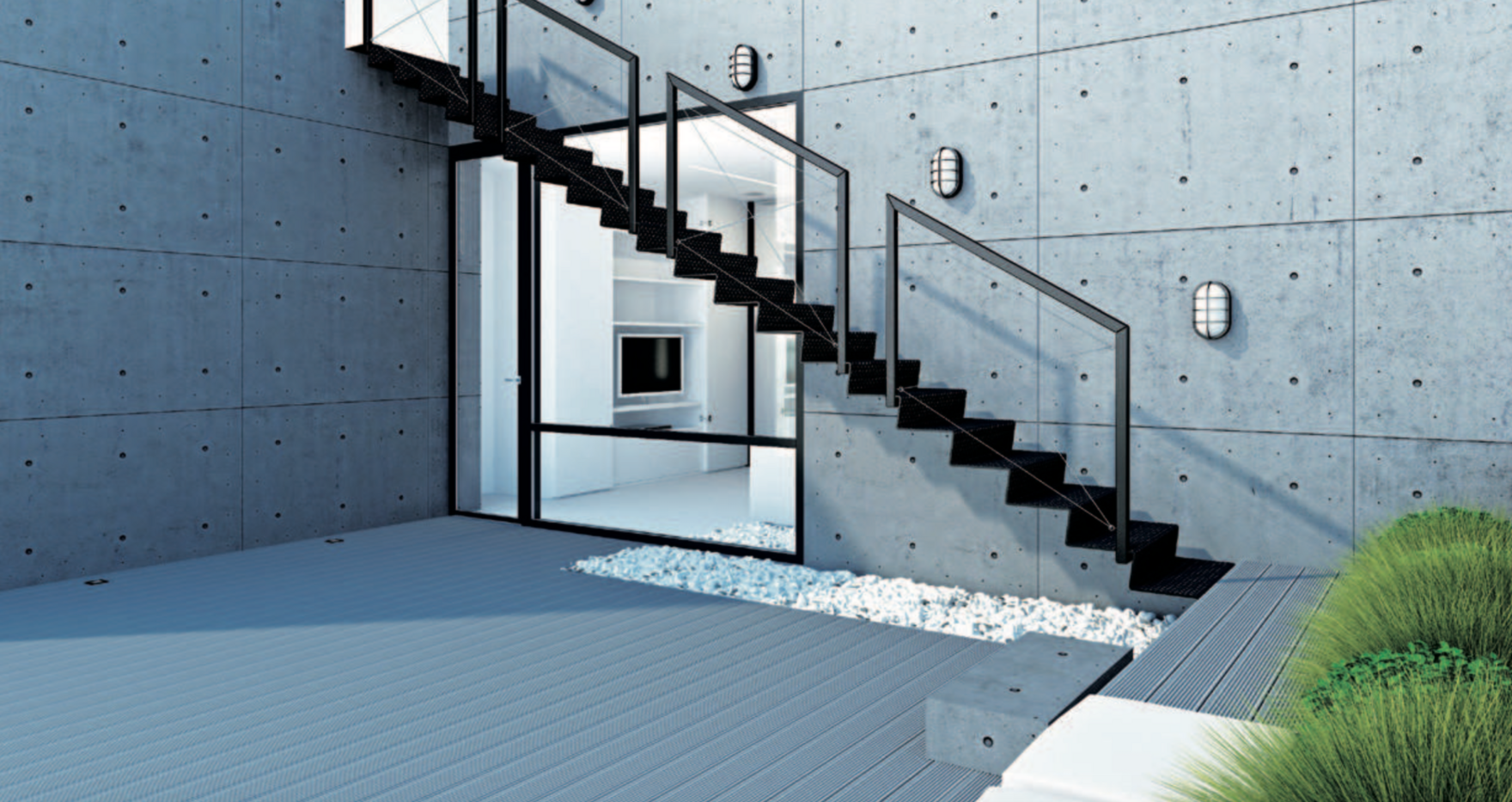 Beton je ideální také do exteriéru