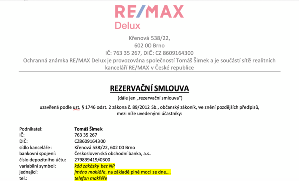 Rezervační smlouva