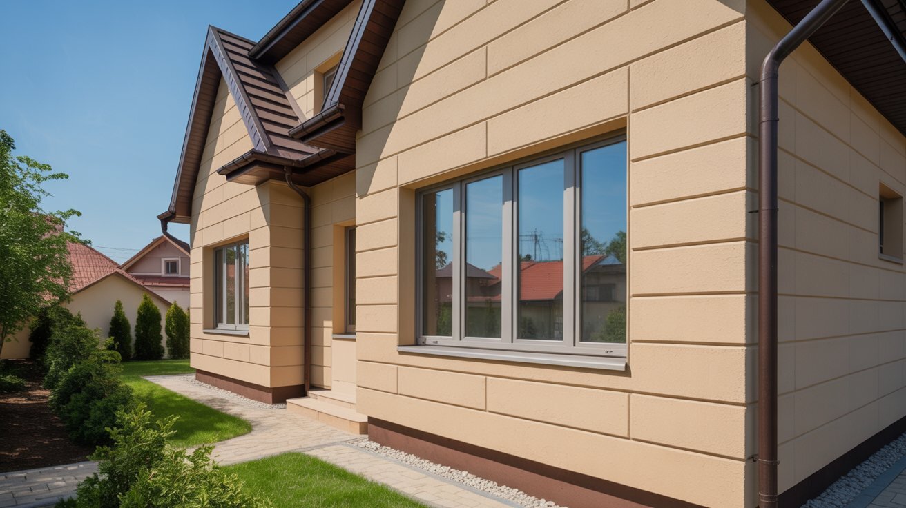 moderní dům s novou fasádou a okny moderní dům s novou fasádou a okny