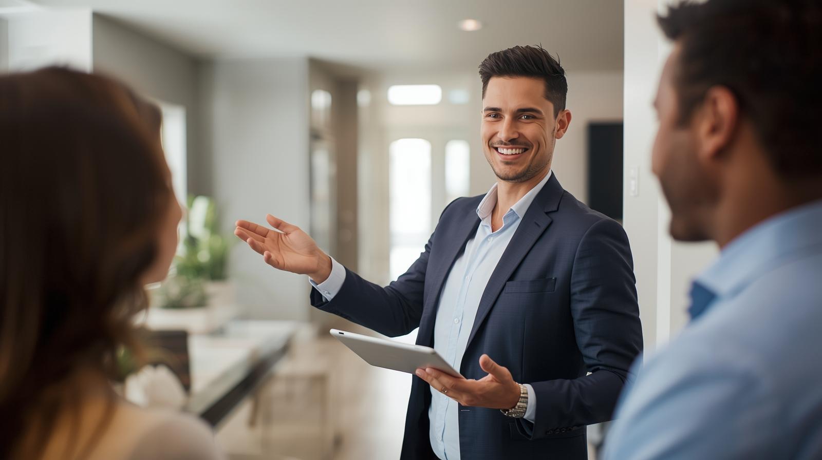 makléř ukazuje na tabletu smart home technologie makléř ukazuje na tabletu smart home technologie