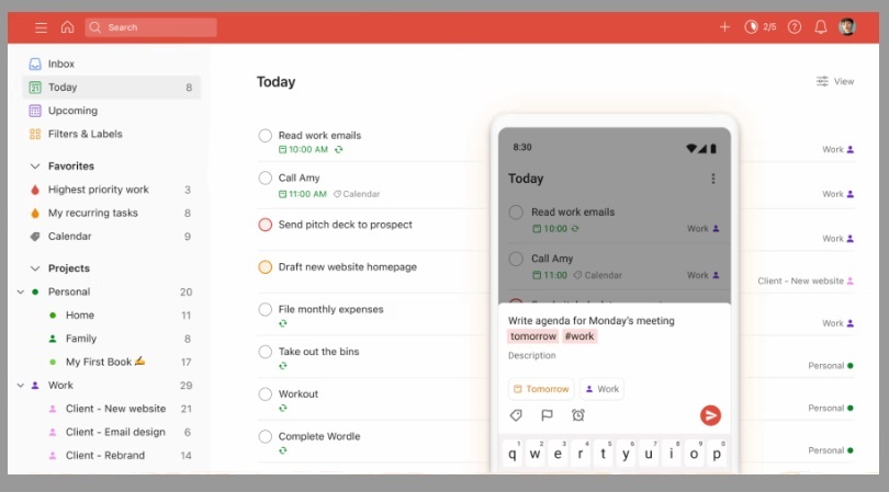 Aplikace pro realitní makléře - Todoist