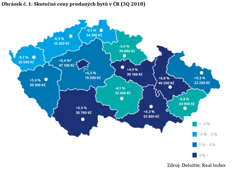 Skutečné ceny prodaných bytů v ČR 3Q 2018