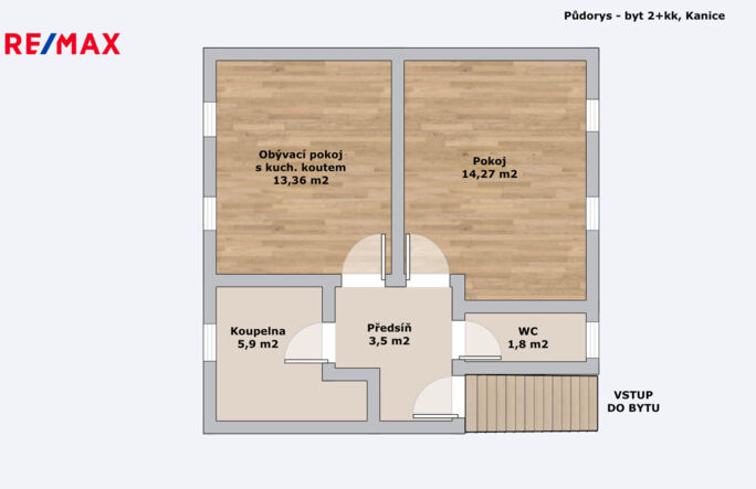 Pronájem bytu 2+kk, 39 m2, Kanice - obrázek 2