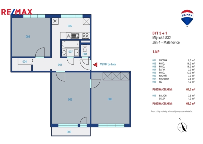 Pronájem bytu 3+1, 65 m2, Zlín - obrázek 5
