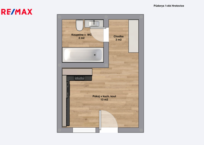 Pronájem bytu 1+kk, 22 m2, Hrotovice - obrázek 14